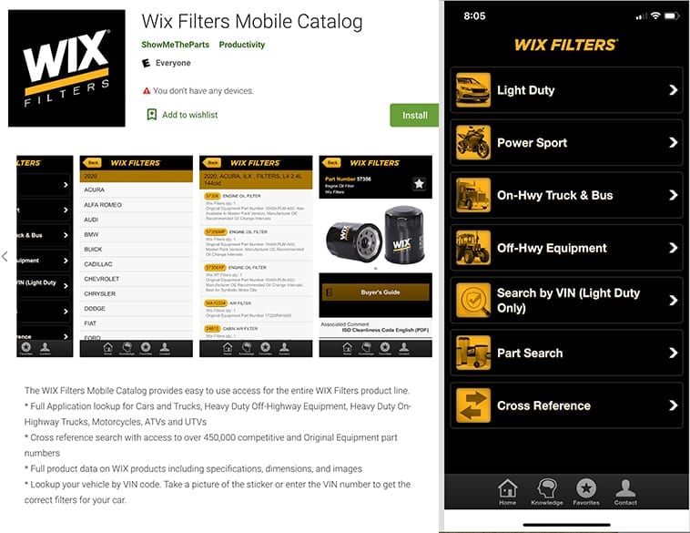 New Mobile Catalogue App for WIX Filters