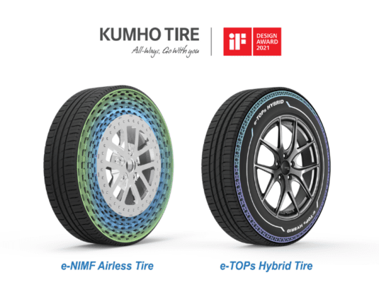 Kumho Tire e-NIMF and e-TOPs tires win 2021 iF design awards