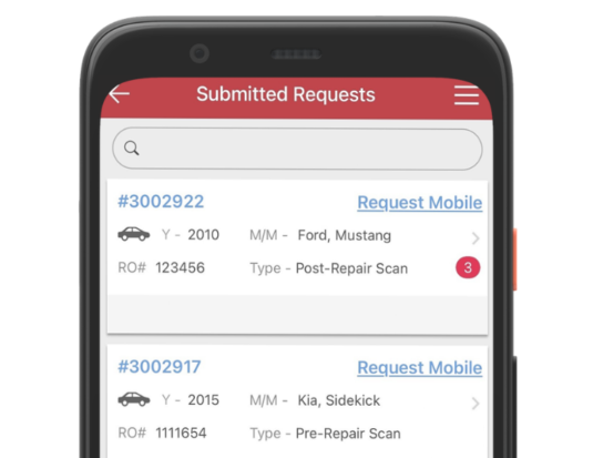 astech mobile app interface