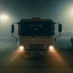 truck at night with fog headlights