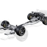A detailed technical illustration of a vehicle’s complete undercarriage, drivetrain, and suspension system against a white background. The rendering showcases complex components like the engine, CV axles, hub assemblies, and exhaust system, reflecting GSP North America’s focus on engineering high-quality undercar products built for reliability in extreme conditions.