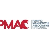 Logo of the Pacific Manufacturing Association of Canada (PMAC). The acronym "PMAC" is displayed in large red letters with a white maple leaf silhouette inside the letter "C," accompanied by the full name of the association in blue text on the right.